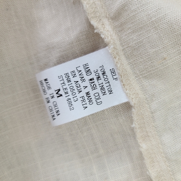 Women's Medium Off the Shoulder Multi ColorTassel Casual Linen Blend Top - Picture 6 of 7